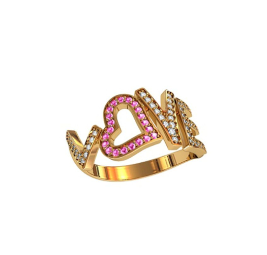 Кільце love you із срібла 925 проби