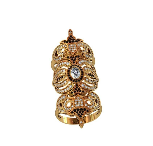 Кільце на дві фаланги із срібла 925 проби