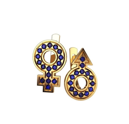Сережки М + Ж із срібла 925 проби