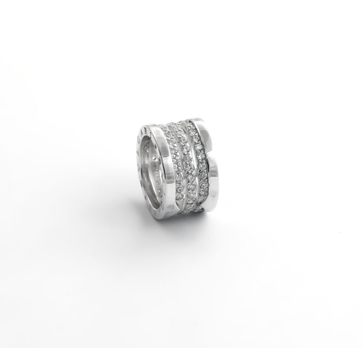 Кільце широке з камінням Bvlgari із срібла 925 проби