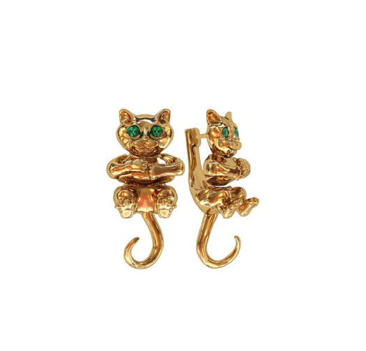 Сережки котик із срібла 925 проби