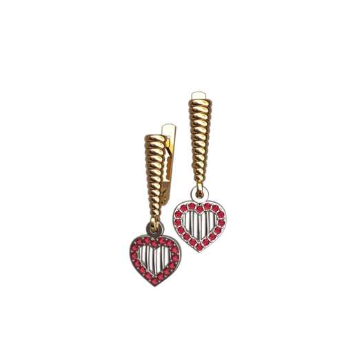 Сережки з серцем із срібла 925 проби