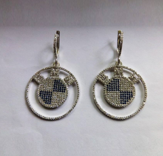 Сережки БМВ із срібла 925 проби