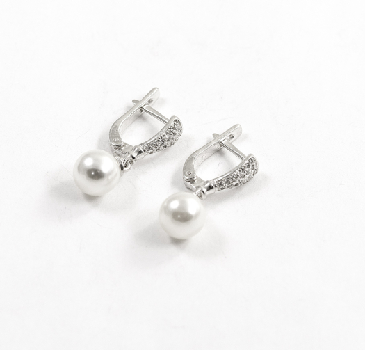 Сережки з перлами підвіски із срібла 925 проби