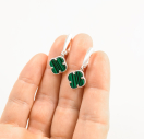 Срібні Сережки Van Cleef з Малахітом із срібла 925 проби