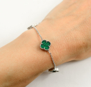 Срібний Браслет Van Cleef з малахітом із срібла 925 проби