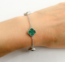 Срібний Браслет Van Cleef з малахітом із срібла 925 проби