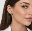 Серебряные Серьги Van Cleef клевер с малахитом из серебра 925 пробы