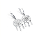 Сережки с оберегом ловец снов из серебра из серебра 925 пробы