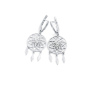 Сережки с оберегом ловец снов из серебра из серебра 925 пробы