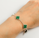 Браслет Van Cleef з малахітом із срібла із срібла 925 проби