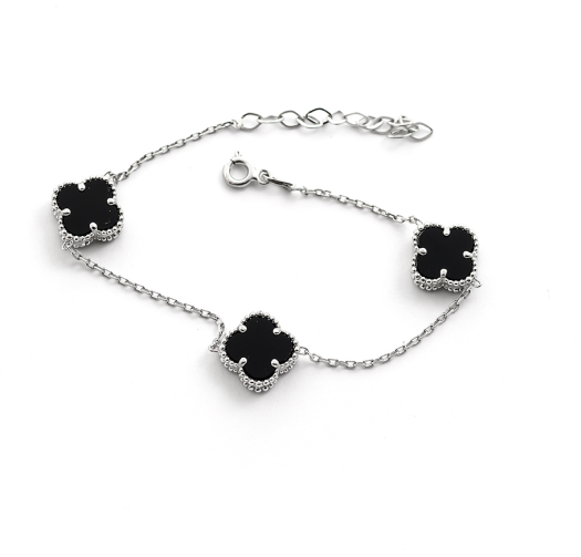 Срібний браслет Van Cleef з оніксом із срібла 925 проби