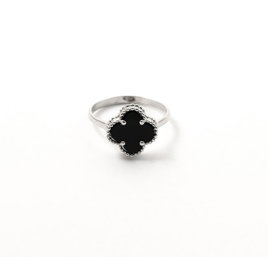 Срібна Каблучка Van Cleef з оніксом із срібла 925 проби