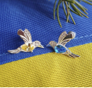 Срібні Сережки колібрі із срібла 925 проби