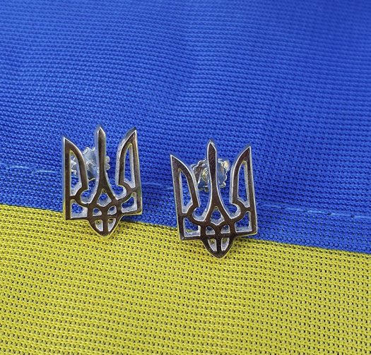 Пусети герб України із срібла 925 проби