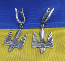 Сережки сокіл тризуб із срібла 925 проби
