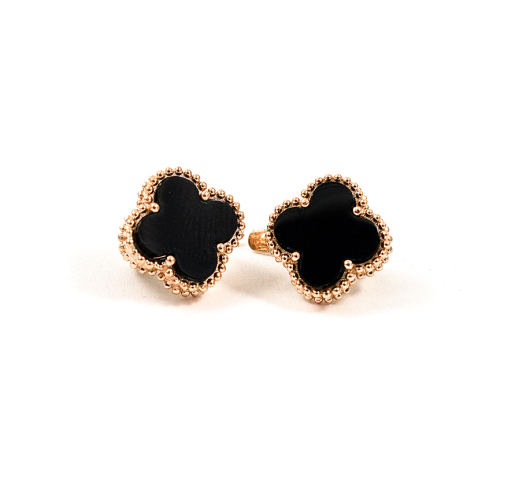 Золоті сережки Van Cleef з оніксом із золота 585 проби