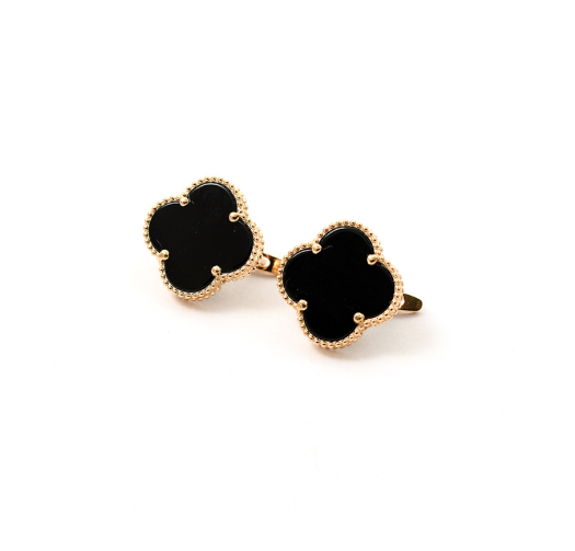 Золоті сережки Van Cleef з оніксом із золота 585 проби