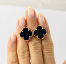 Золоті сережки Van Cleef з оніксом із золота 585 проби
