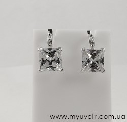 Сережки с большим камнем  