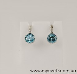 Сережки с круглым фианитом  
